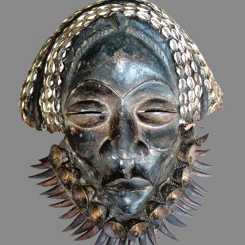 Sculpture intitulée "Masque Dan Guère ar…" par Kebe, Œuvre d'art originale, Bois