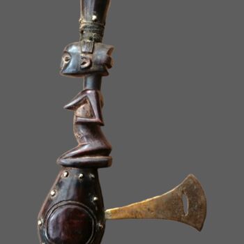 Sculpture titled "Hache royal tshokwe…" by Kebe, Original Artwork, Wood