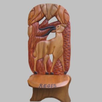 Skulptur mit dem Titel "Chaise à palabre av…" von Kebe, Original-Kunstwerk, Holz