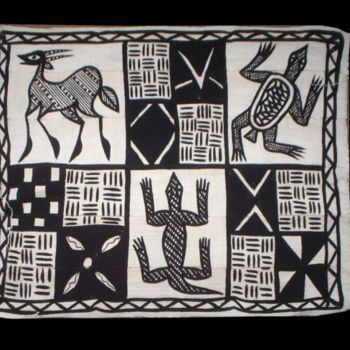 Textilkunst mit dem Titel "Toile de Korhogo de…" von Kebe, Original-Kunstwerk