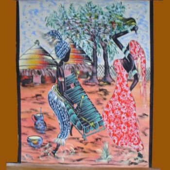 Textile Art titled "Toile Naïf" by Kebe, Original Artwork