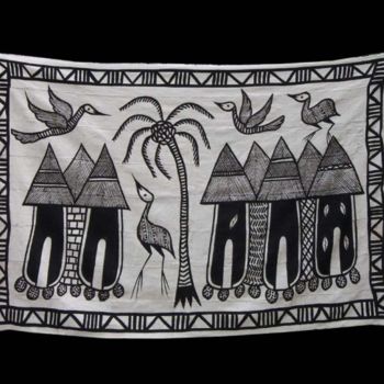 Art textile intitulée "TOILE DE KORHOGO AR…" par Kebe, Œuvre d'art originale