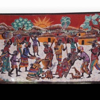 Art textile intitulée "Batik art de la dec…" par Kebe, Œuvre d'art originale