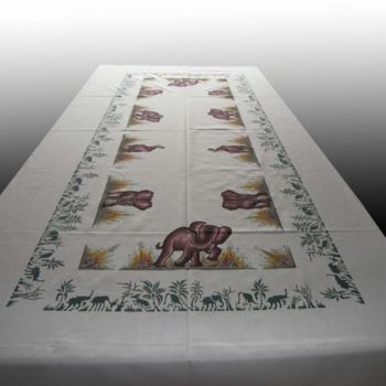 Art textile intitulée "NAPPE DE TABLE ART…" par Kebe, Œuvre d'art originale, Décoration de maison