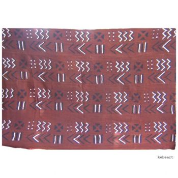 Textile Art titled "Bogolan 5" by Kebe, Original Artwork