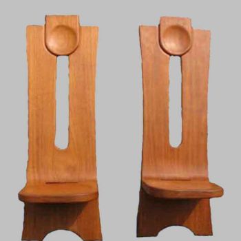 Sculpture intitulée "Chaise à palabre Af…" par Kebe, Œuvre d'art originale, Bois