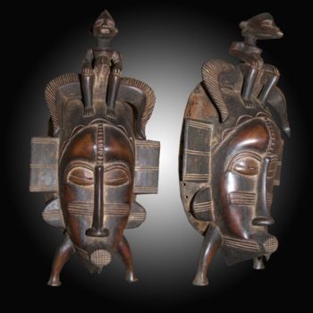 Skulptur mit dem Titel "Masque Sénoufo  art…" von Kebe, Original-Kunstwerk, Holz