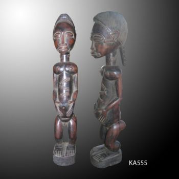 Sculpture titled "Statuette Baoule…" by Kebe, Original Artwork, Wood