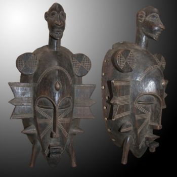 Sculpture intitulée "Masque Sénoufo art…" par Kebe, Œuvre d'art originale, Bois