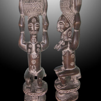 Γλυπτική με τίτλο "Statuette Atié  art…" από Kebe, Αυθεντικά έργα τέχνης, Ξύλο