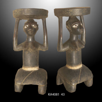 Sculpture titled "Tabouret Tchokwe  a…" by Kebe, Original Artwork, Wood