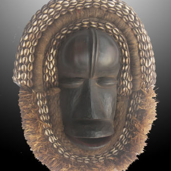 Sculpture titled "Masque Dan  de la c…" by Kebe, Original Artwork, Wood