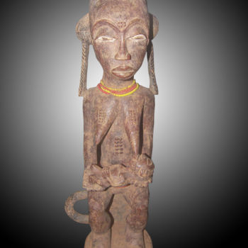 Skulptur mit dem Titel "Statuette Baoulé ar…" von Kebe, Original-Kunstwerk, Holz