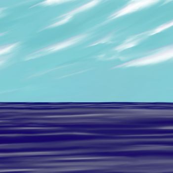 Digitale Kunst mit dem Titel "Wolken am Meer" von Keep Magic, Original-Kunstwerk, Digitale Malerei