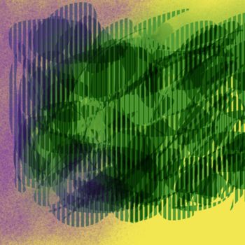 Digitale Kunst getiteld "Grüne Wolke auf Gel…" door Keep Magic, Origineel Kunstwerk, Digitaal Schilderwerk