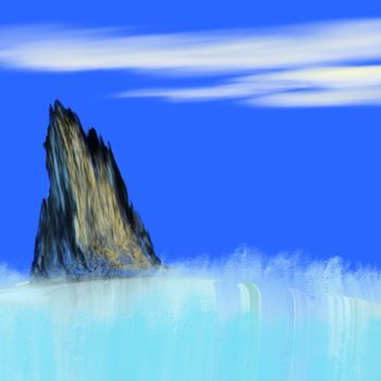 Arte digitale intitolato "Mountain with a Wat…" da Keep Magic, Opera d'arte originale, Pittura digitale