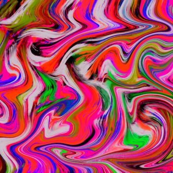 Digital Arts titled "Twisted colors" by Keep Magic, Original Artwork, Digital Painting Mounted on Wood Stretcher frame