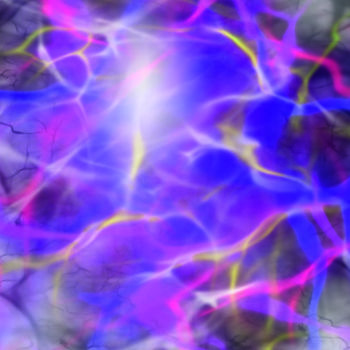 Digitale Kunst mit dem Titel "Storm of Electrons" von Keep Magic, Original-Kunstwerk, Digitale Malerei Auf Keilrahmen aus Ho…