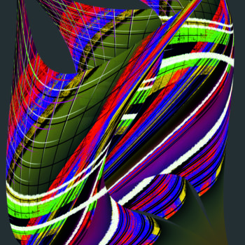 Digital Arts titled "Color Spinning Top" by Keep Magic, Original Artwork, Digital Painting Mounted on Wood Stretcher frame