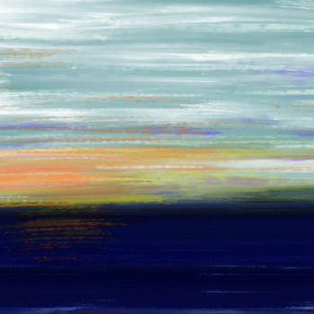 Digital Arts titled "Sunset on the Sea" by Keep Magic, Original Artwork, Digital Painting