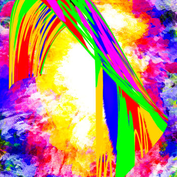 Arte digital titulada "Fantastic Rainbow" por Keep Magic, Obra de arte original, Pintura Digital Montado en Bastidor de cami…