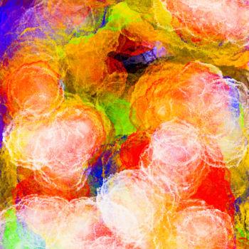 Digital Arts titled "Color Circles" by Keep Magic, Original Artwork, Digital Painting Mounted on Wood Stretcher frame