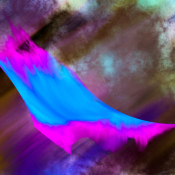 Digitale Kunst mit dem Titel "Lightblue Wave" von Keep Magic, Original-Kunstwerk, Digitale Malerei Auf Keilrahmen aus Holz m…