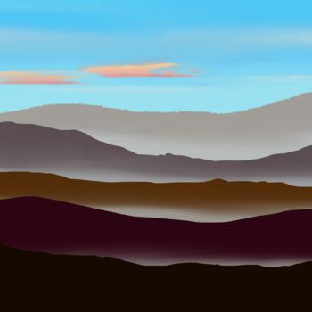 ""Fog in the Hills"" başlıklı Dijital Sanat Keep Magic tarafından, Orijinal sanat, Dijital Resim Ahşap Sedye çerçevesi üzeri…