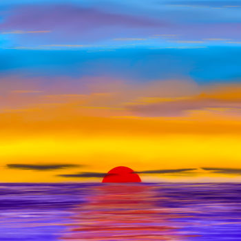 Digitale Kunst mit dem Titel "Sunset on the Sea" von Keep Magic, Original-Kunstwerk, Digitale Malerei