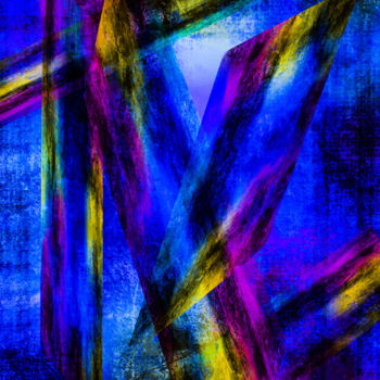 Digital Arts titled "Stripes of Colors" by Keep Magic, Original Artwork, Digital Painting Mounted on Wood Stretcher frame