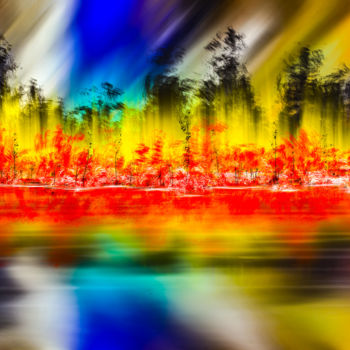 Digitale Kunst mit dem Titel "Fire on the Lake" von Keep Magic, Original-Kunstwerk, Digitale Malerei
