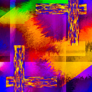 Digital Arts titled "Framing Colors" by Keep Magic, Original Artwork, Digital Painting Mounted on Wood Stretcher frame