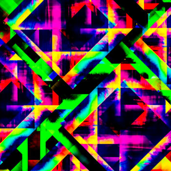 Digitale Kunst mit dem Titel "Fields of Squares" von Keep Magic, Original-Kunstwerk, Digitale Malerei Auf Keilrahmen aus Hol…