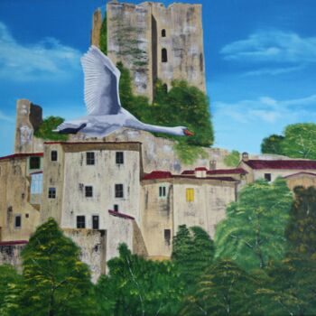 Painting titled "Rocca di Pierle" by Kees Oosting, Original Artwork, Oil