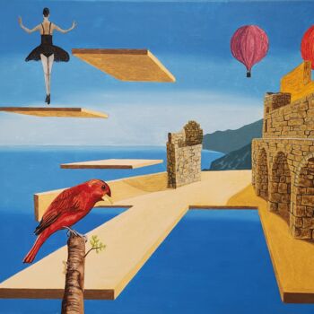 Pintura intitulada "Ancient Future II,…" por Kees Oosting, Obras de arte originais, Óleo Montado em Armação em madeira