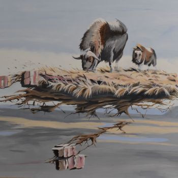 Peinture intitulée "Muskox thrive on ar…" par Keith Boggs, Œuvre d'art originale, Huile