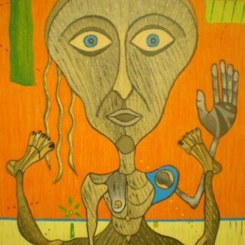 Painting titled "autocpus in orange" by Kej, Original Artwork