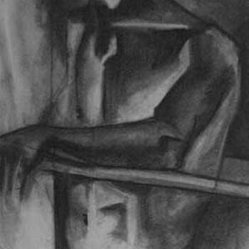 「Male Figure」というタイトルの描画 Kel Clarkeによって, オリジナルのアートワーク, 木炭