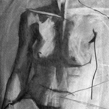 Disegno intitolato "Seated Nude Female" da Kel Clarke, Opera d'arte originale, Carbone