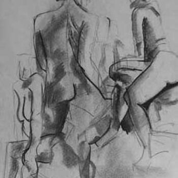 Drawing titled "Female nudes" by Kel Clarke, Original Artwork, Charcoal