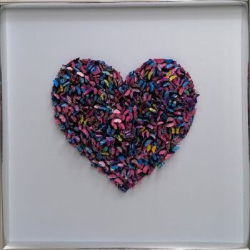 Γλυπτική με τίτλο "Heart Butterflies" από Kellen, Αυθεντικά έργα τέχνης, 3D Μοντελοποίηση Τοποθετήθηκε στο Ξύλινο φορείο σκε…