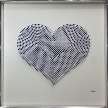 "Blue Diamond Heart" başlıklı Heykel Kellen tarafından, Orijinal sanat, Akrilik Ahşap panel üzerine monte edilmiş