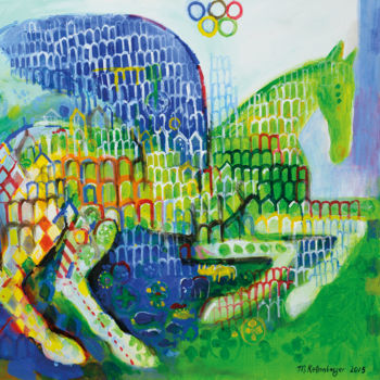 Painting titled "Olympic Pegasus" by Martin Kellenberger, Original Artwork, Acrylic