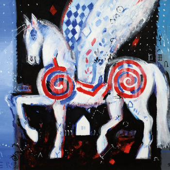 Painting titled "Winter Pegasus" by Martin Kellenberger, Original Artwork, Acrylic
