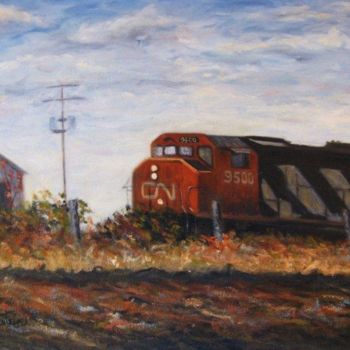 Painting titled "La station" by Kellerstein, Original Artwork, Oil