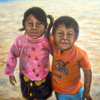 Malerei mit dem Titel "Enfants mexicain à…" von Kellerstein, Original-Kunstwerk, Öl