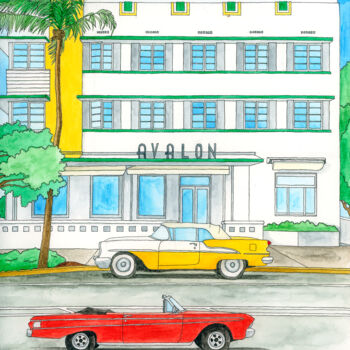 Pintura titulada "Sandra's Miami" por Kelley Hudson, Obra de arte original, Acuarela