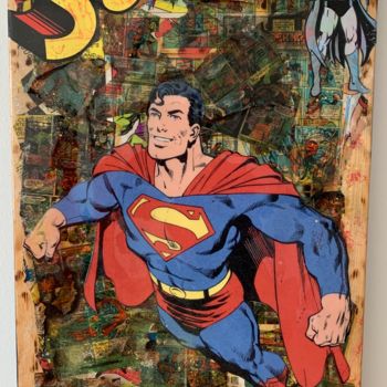 "Superman WoodArt Co…" başlıklı Kolaj Kellnington tarafından, Orijinal sanat, Kaligrafi