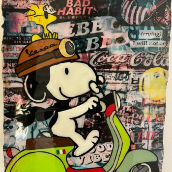 Κολάζ με τίτλο "Snoopy Vespa on tou…" από Kellnington, Αυθεντικά έργα τέχνης, Ρητίνη