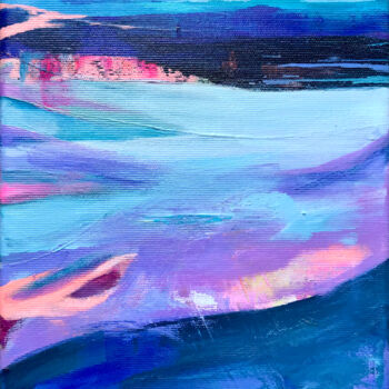 Schilderij getiteld "Make Waves 3" door Kelly Allison, Origineel Kunstwerk, Acryl Gemonteerd op Frame voor houten brancard